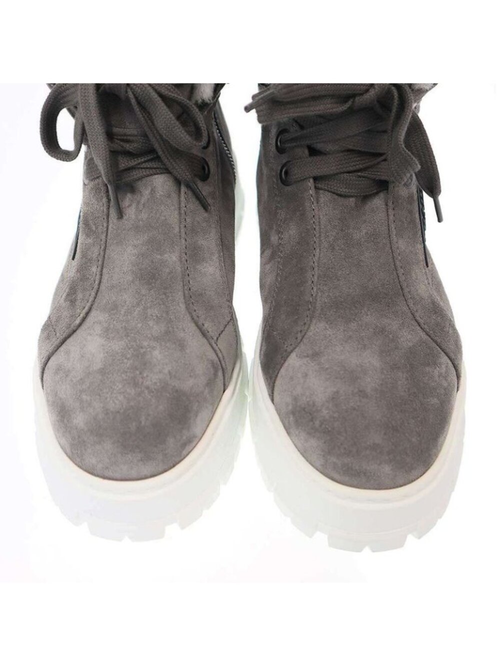 Prada Suede Shearling Mouthpiece Boots 492 8830 Gray 39 - Picture 7 of 8
